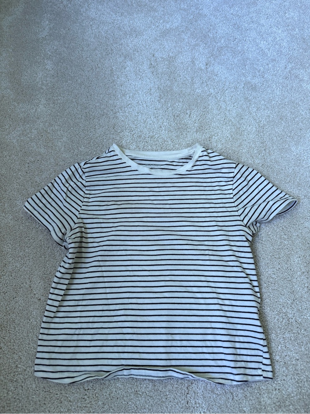 Old Navy White Tee with Black Horizontal Stripes
